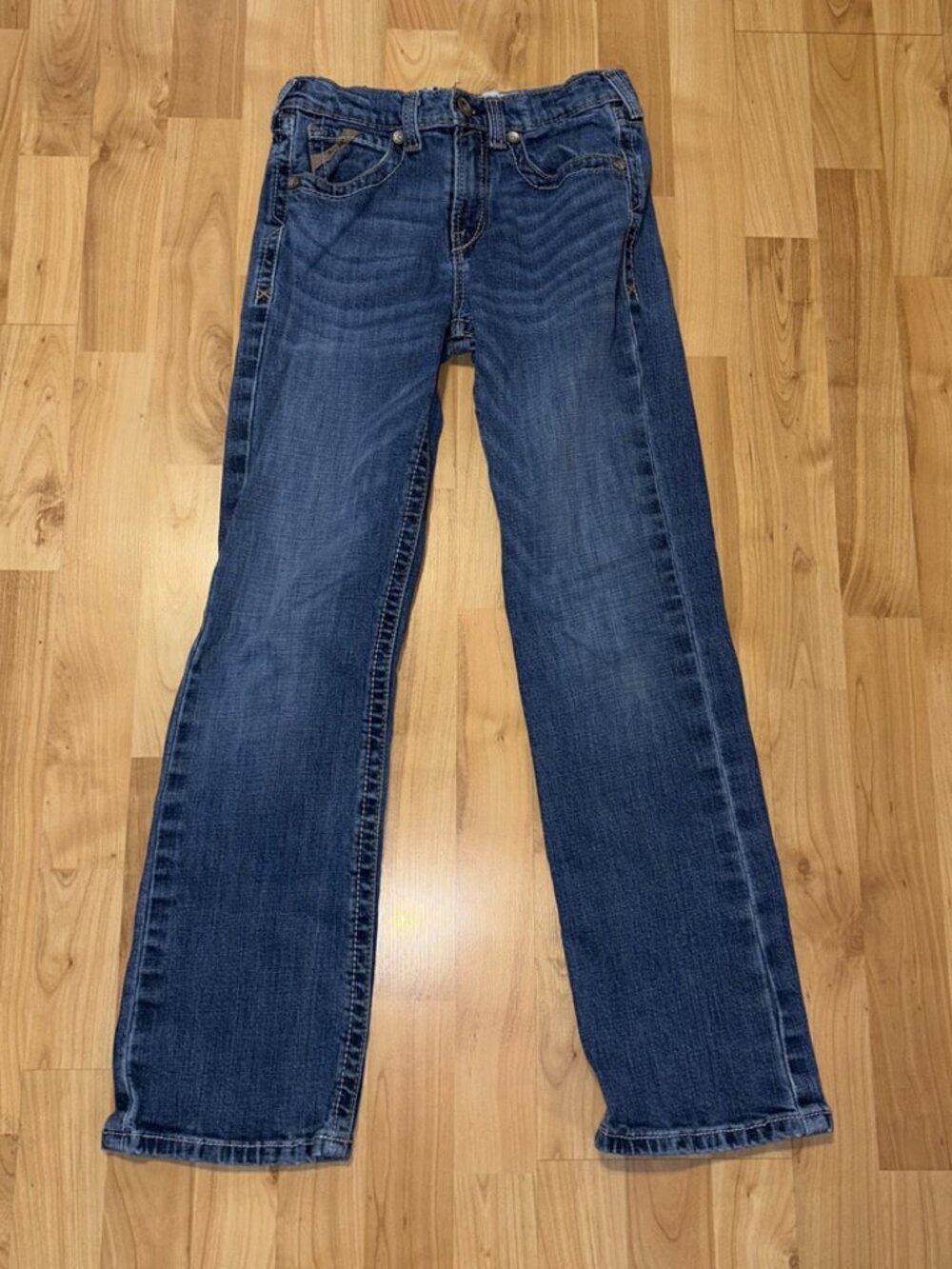 Ariat B4 Jeans Boys 12 Blue Denim Cotton Relaxed Fit Bootcut Leg Medium Wash